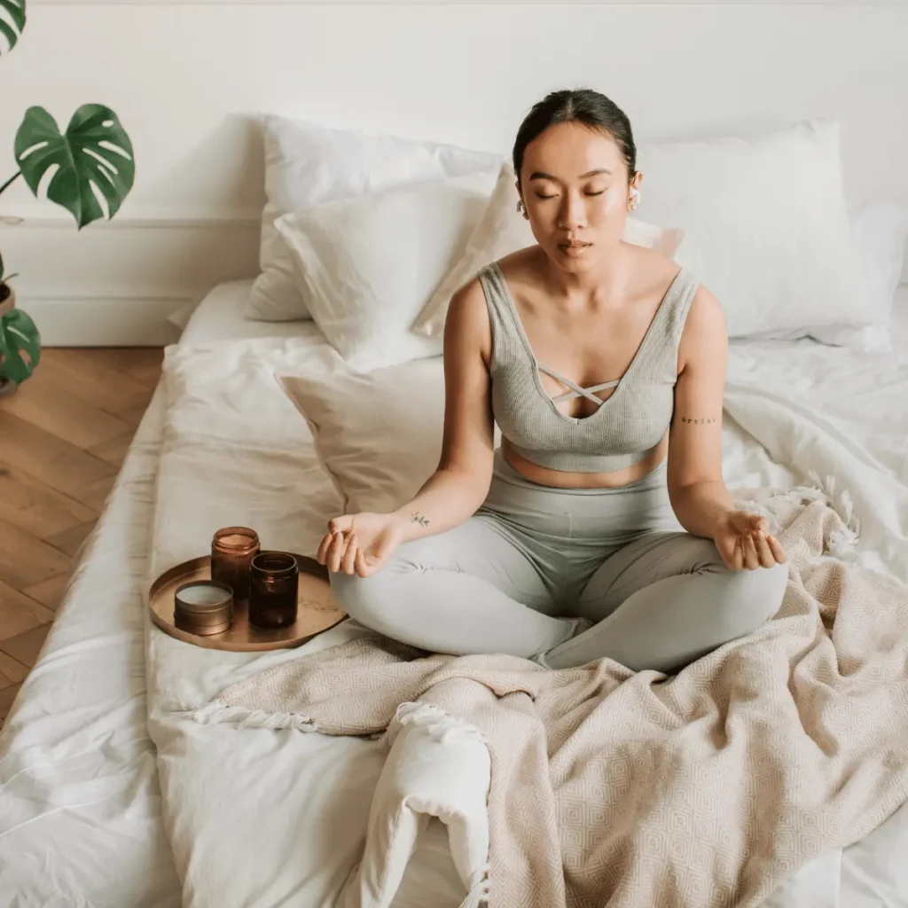 Woman Meditating at Home