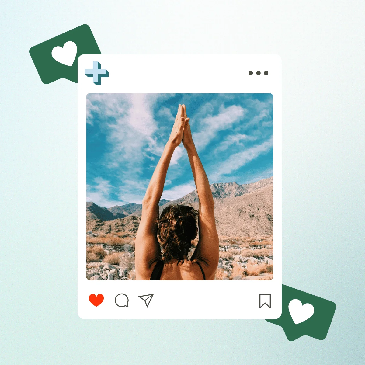 Person Raising Hands Upward. Image is inside a Instagram post frame. Positivity Instagram captions