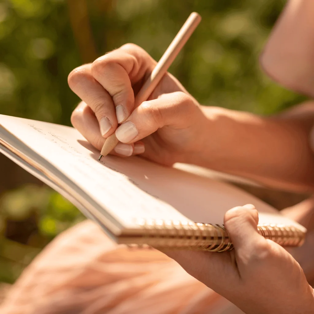 close-up handwriting on notebook